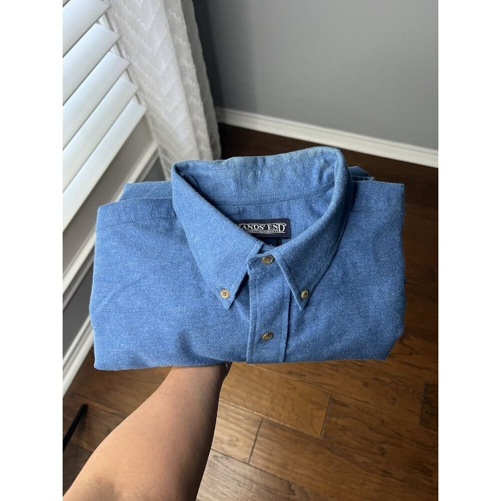 Lands' End Blue Casual Button Down Shirt